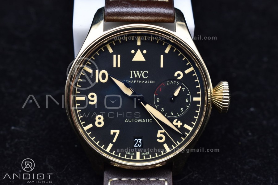 Big Pilot IW501005 Real Bronze ZF 1:1 Best Edition Black Dial on Brown Leather Strap A52000