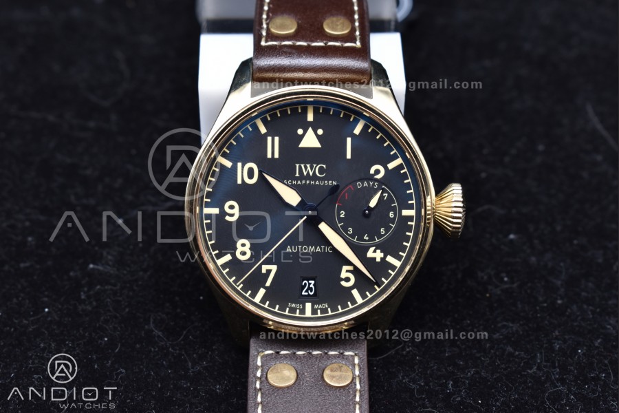 Big Pilot IW501005 Real Bronze ZF 1:1 Best Edition Black Dial on Brown Leather Strap A52000