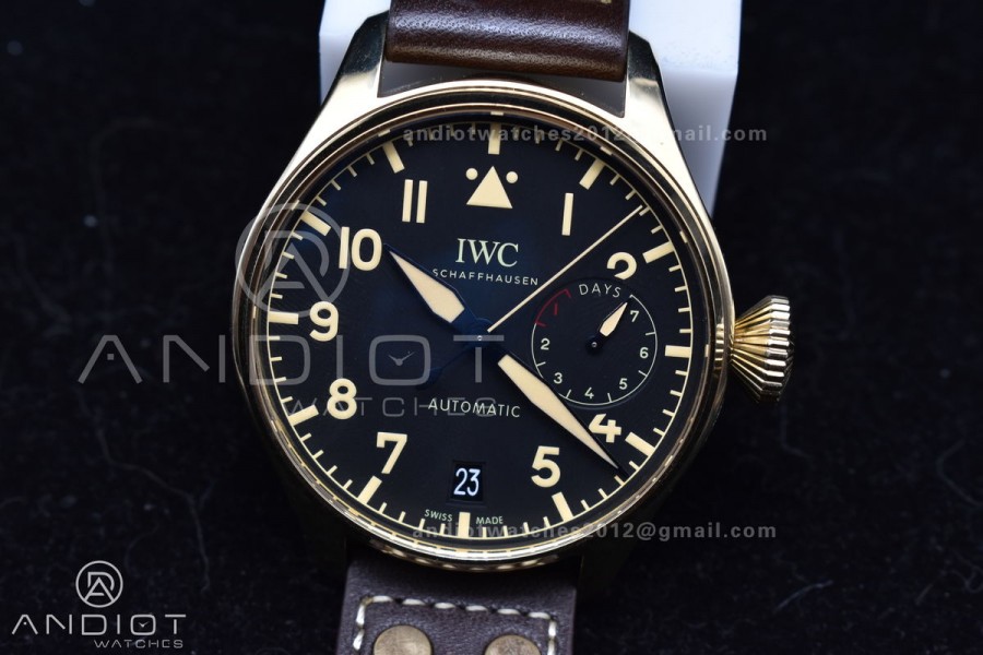 Big Pilot IW501005 Real Bronze ZF 1:1 Best Edition Black Dial on Brown Leather Strap A52000