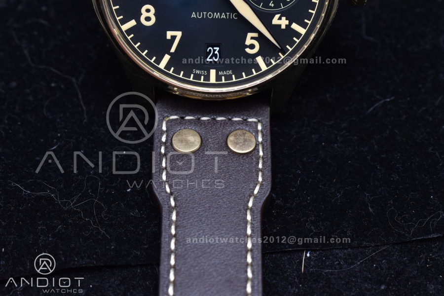 Big Pilot IW501005 Real Bronze ZF 1:1 Best Edition Black Dial on Brown Leather Strap A52000