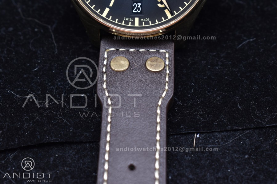 Big Pilot IW501005 Real Bronze ZF 1:1 Best Edition Black Dial on Brown Leather Strap A52000