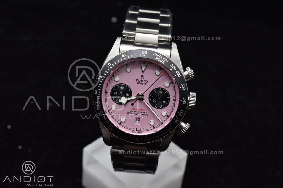 Black Bay Chrono SS TWF 1:1 Best Edition 2024 Pink Dial on SS Bracelet A7750