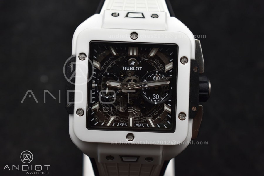 Square Bang Unico White Ceramic BBF 1:1 Best Edition on Rubber Strap A1280