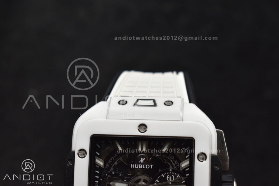 Square Bang Unico White Ceramic BBF 1:1 Best Edition on Rubber Strap A1280