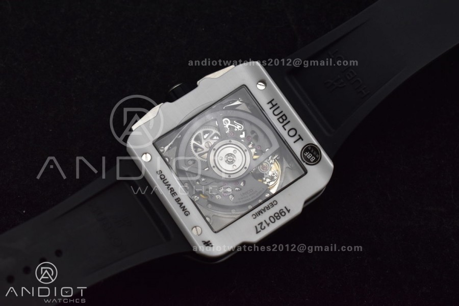 Square Bang Unico White Ceramic BBF 1:1 Best Edition on Rubber Strap A1280