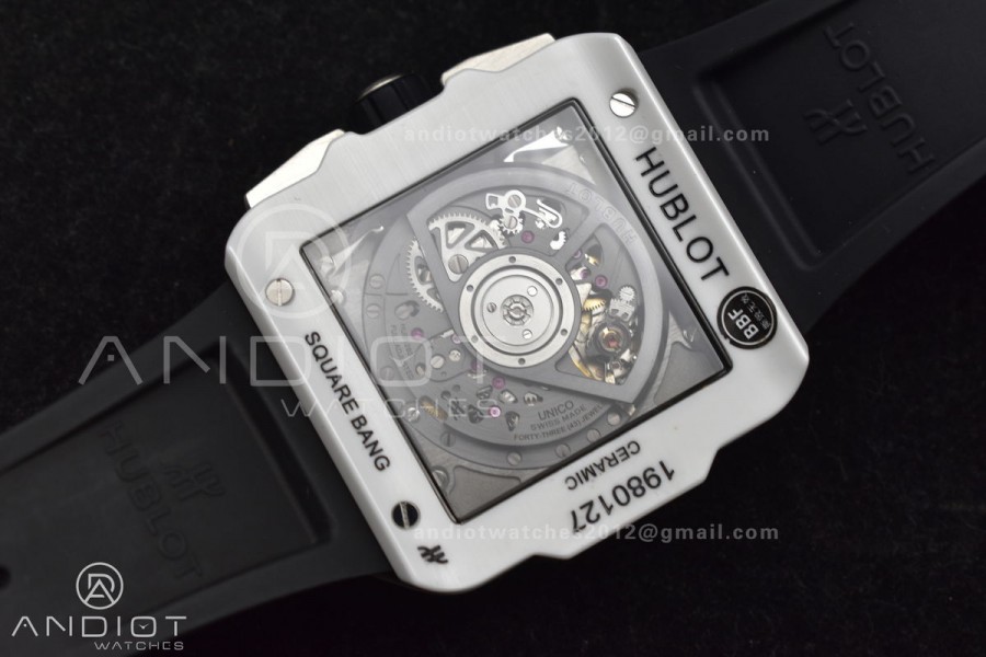 Square Bang Unico White Ceramic BBF 1:1 Best Edition on Rubber Strap A1280