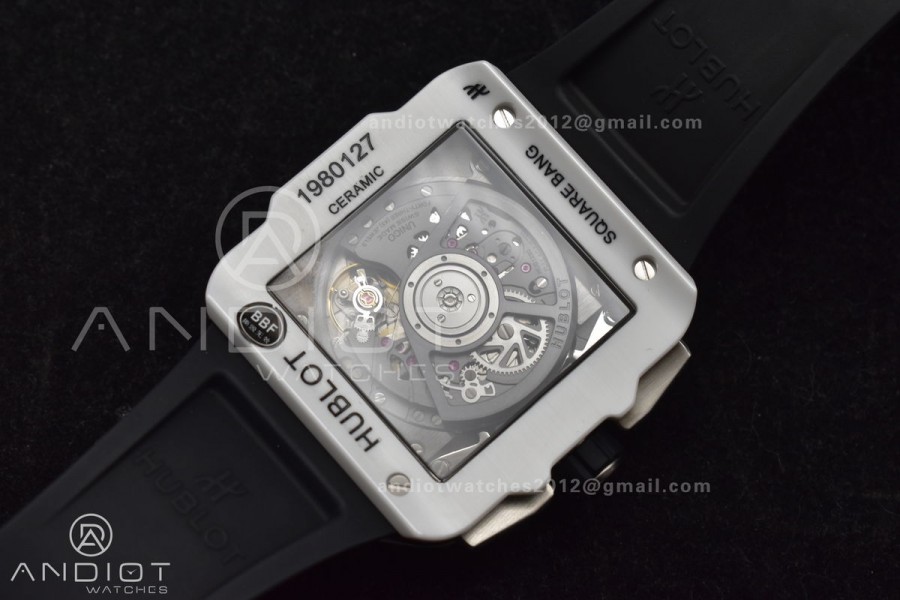Square Bang Unico White Ceramic BBF 1:1 Best Edition on Rubber Strap A1280