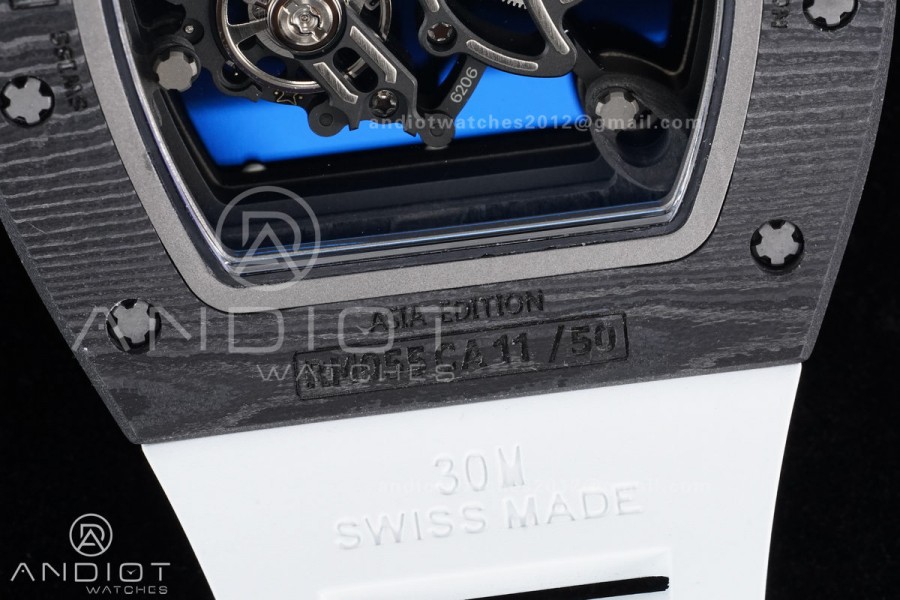 RM055 NTPT/Ti APSF 1:1 Best Edition White Inner Bezel White Crown on Rubber Strap RMUL2 Super Clone