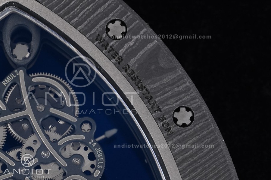 RM055 NTPT/Ti APSF 1:1 Best Edition White Inner Bezel White Crown on Rubber Strap RMUL2 Super Clone