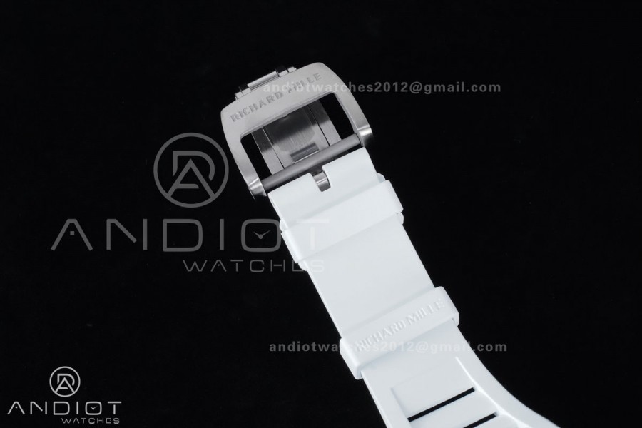RM055 NTPT/Ti APSF 1:1 Best Edition White Inner Bezel White Crown on Rubber Strap RMUL2 Super Clone