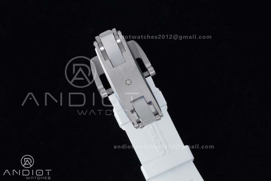 RM055 NTPT/Ti APSF 1:1 Best Edition White Inner Bezel White Crown on Rubber Strap RMUL2 Super Clone