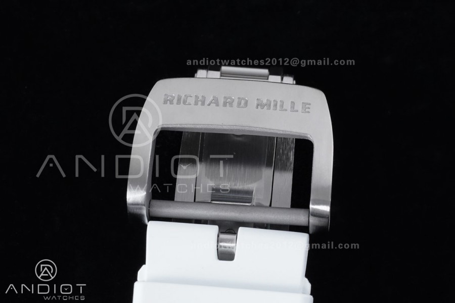 RM055 NTPT/Ti APSF 1:1 Best Edition White Inner Bezel White Crown on Rubber Strap RMUL2 Super Clone