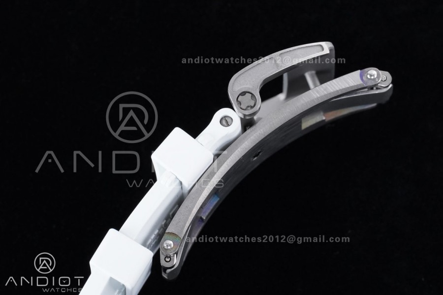 RM055 NTPT/Ti APSF 1:1 Best Edition White Inner Bezel White Crown on Rubber Strap RMUL2 Super Clone
