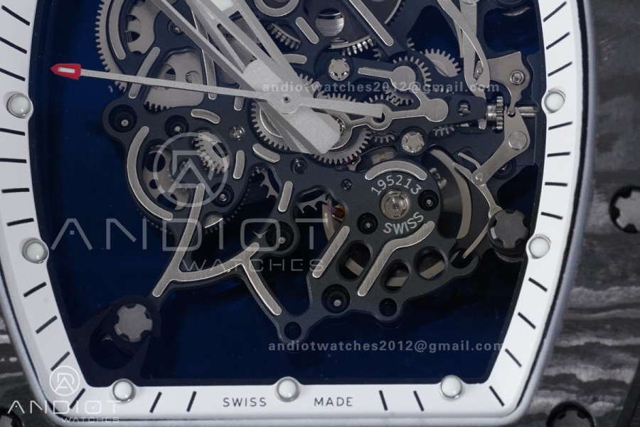 RM055 NTPT/Ti APSF 1:1 Best Edition White Inner Bezel White Crown on Rubber Strap RMUL2 Super Clone