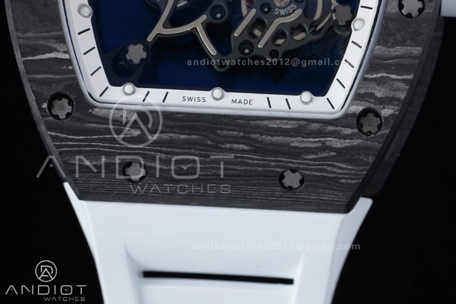RM055 NTPT/Ti APSF 1:1 Best Edition White Inner Bezel White Crown on Rubber Strap RMUL2 Super Clone