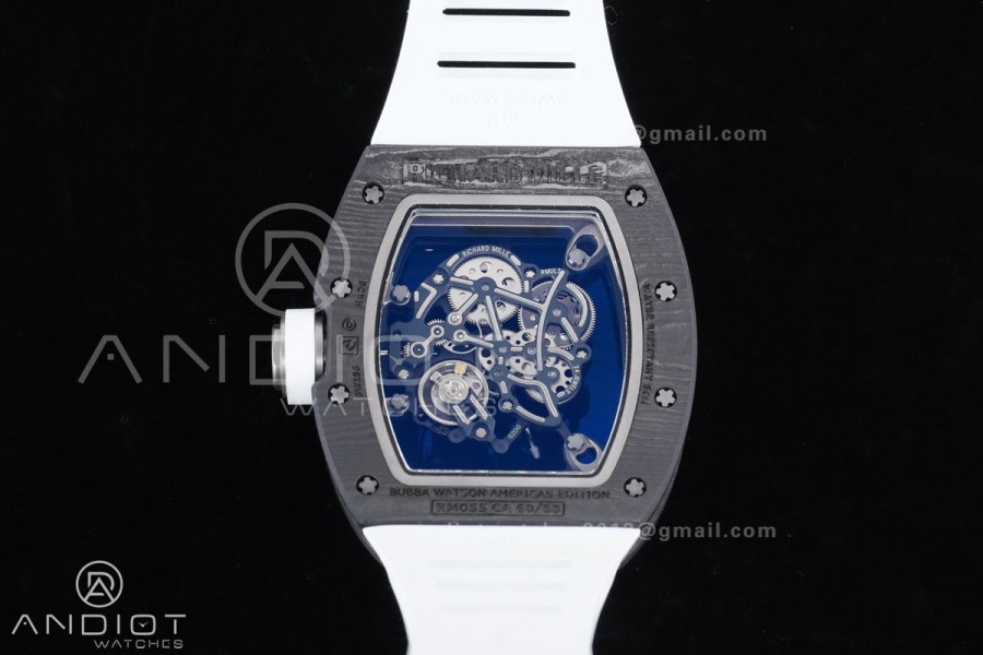 RM055 NTPT/Ti APSF 1:1 Best Edition White Inner Bezel White Crown on Rubber Strap RMUL2 Super Clone
