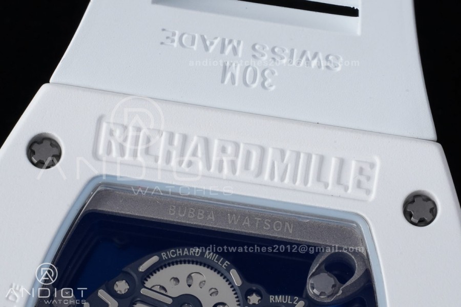RM055 White Ceramic APSF 1:1 Best Edition on White Rubber Strap RMUL2 Super Clone