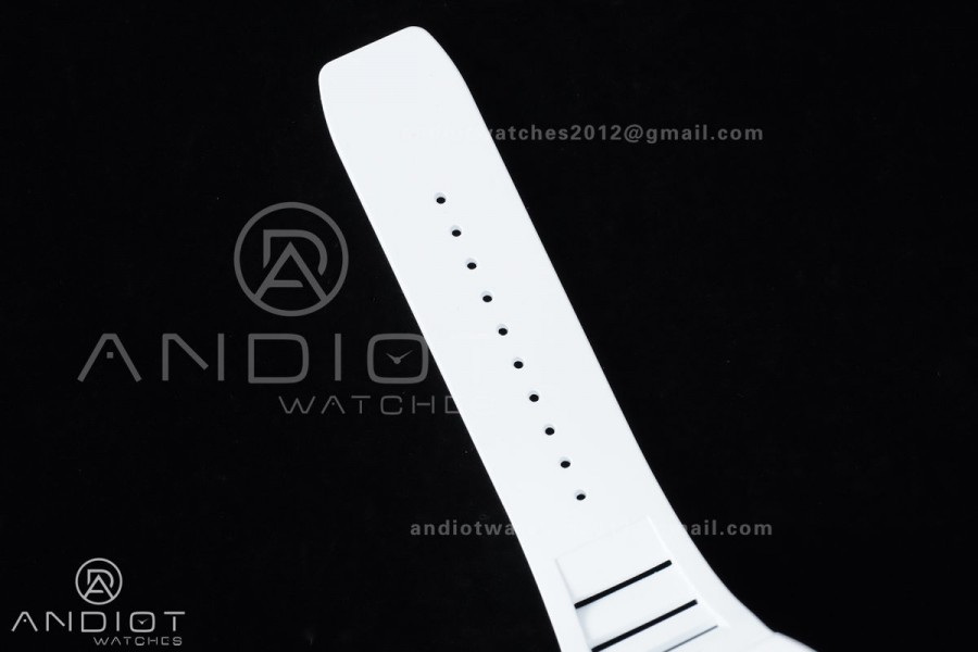 RM055 White Ceramic APSF 1:1 Best Edition on White Rubber Strap RMUL2 Super Clone