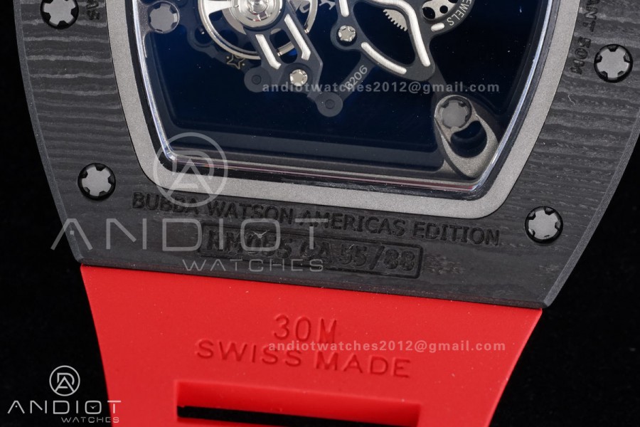 RM055 NTPT/Ti APSF 1:1 Best Edition Black Inner Bezel Red Crown On Red Rubber Strap RMUL2 Super Clone