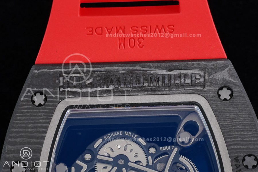 RM055 NTPT/Ti APSF 1:1 Best Edition Black Inner Bezel Red Crown On Red Rubber Strap RMUL2 Super Clone