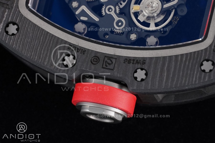 RM055 NTPT/Ti APSF 1:1 Best Edition Black Inner Bezel Red Crown On Red Rubber Strap RMUL2 Super Clone