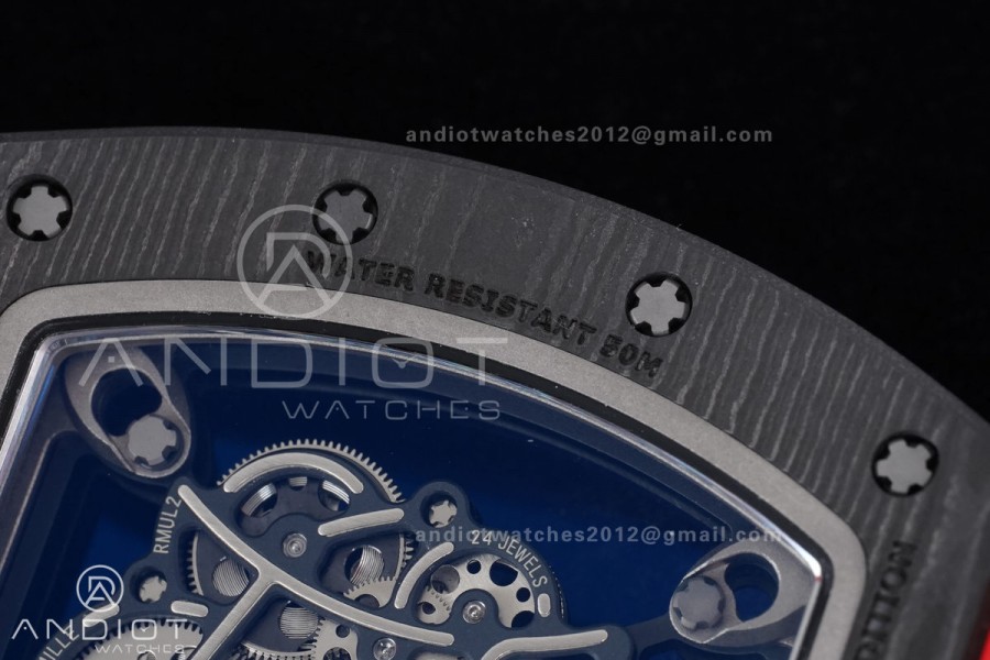 RM055 NTPT/Ti APSF 1:1 Best Edition Black Inner Bezel Red Crown On Red Rubber Strap RMUL2 Super Clone