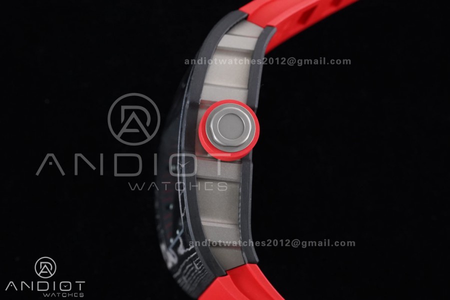 RM055 NTPT/Ti APSF 1:1 Best Edition Black Inner Bezel Red Crown On Red Rubber Strap RMUL2 Super Clone
