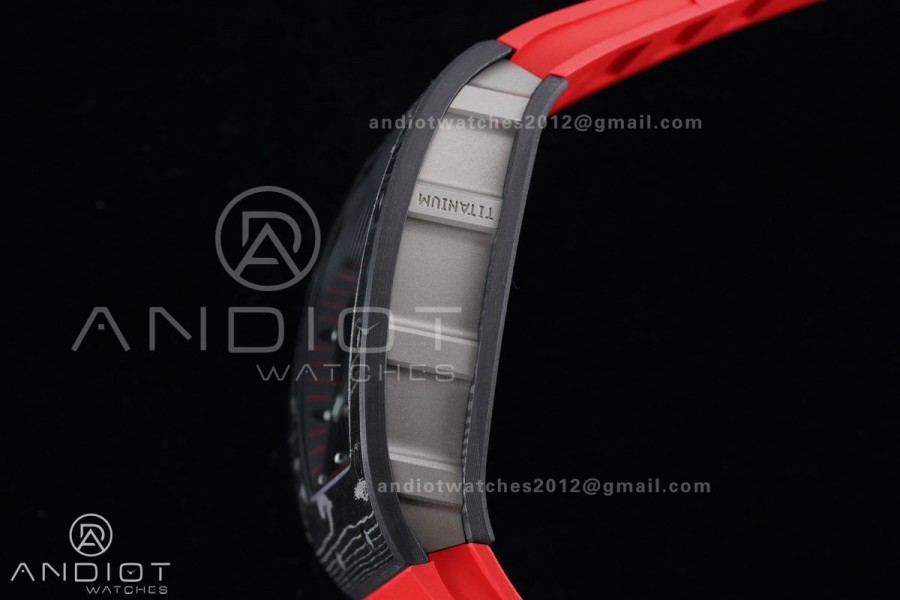 RM055 NTPT/Ti APSF 1:1 Best Edition Black Inner Bezel Red Crown On Red Rubber Strap RMUL2 Super Clone