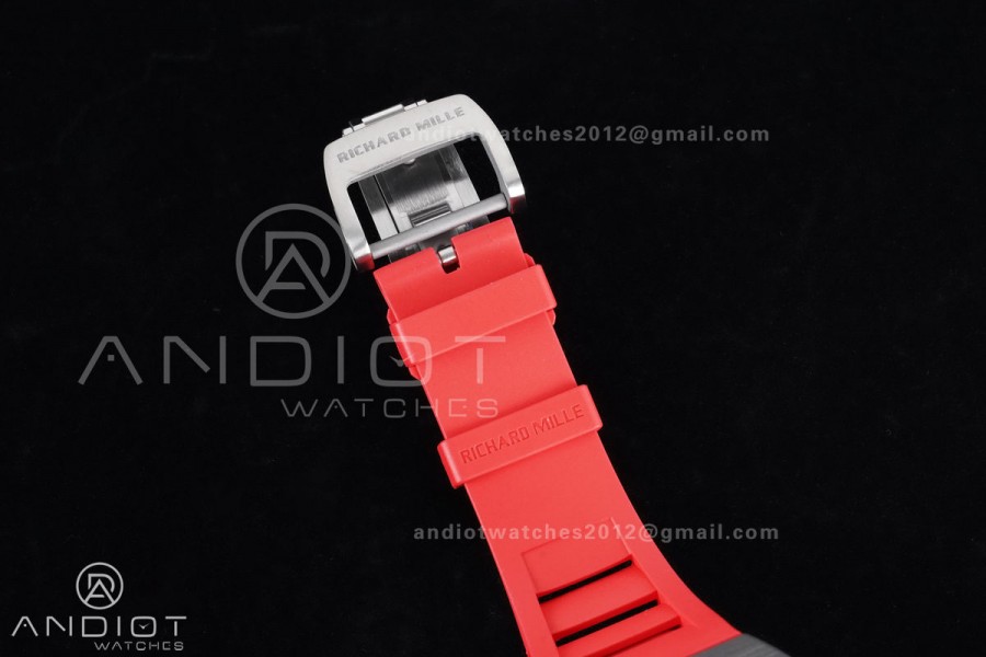 RM055 NTPT/Ti APSF 1:1 Best Edition Black Inner Bezel Red Crown On Red Rubber Strap RMUL2 Super Clone