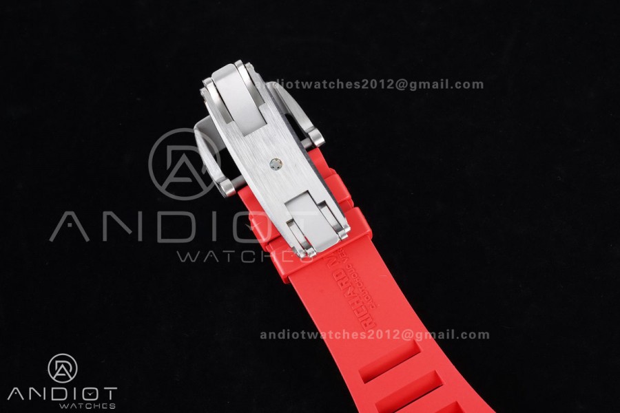 RM055 NTPT/Ti APSF 1:1 Best Edition Black Inner Bezel Red Crown On Red Rubber Strap RMUL2 Super Clone