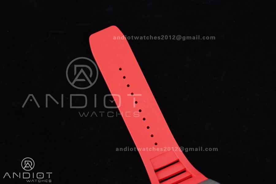 RM055 NTPT/Ti APSF 1:1 Best Edition Black Inner Bezel Red Crown On Red Rubber Strap RMUL2 Super Clone