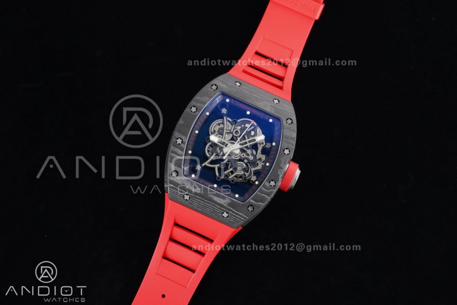 RM055 NTPT/Ti APSF 1:1 Best Edition Black Inner Bezel Red Crown On Red Rubber Strap RMUL2 Super Clone
