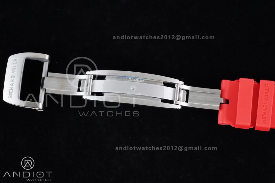 RM055 NTPT/Ti APSF 1:1 Best Edition Black Inner Bezel Red Crown On Red Rubber Strap RMUL2 Super Clone