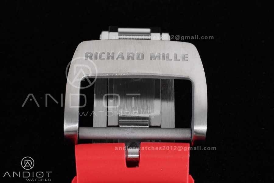 RM055 NTPT/Ti APSF 1:1 Best Edition Black Inner Bezel Red Crown On Red Rubber Strap RMUL2 Super Clone