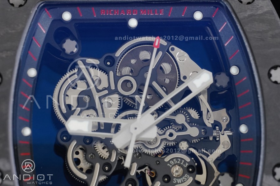 RM055 NTPT/Ti APSF 1:1 Best Edition Black Inner Bezel Red Crown On Red Rubber Strap RMUL2 Super Clone