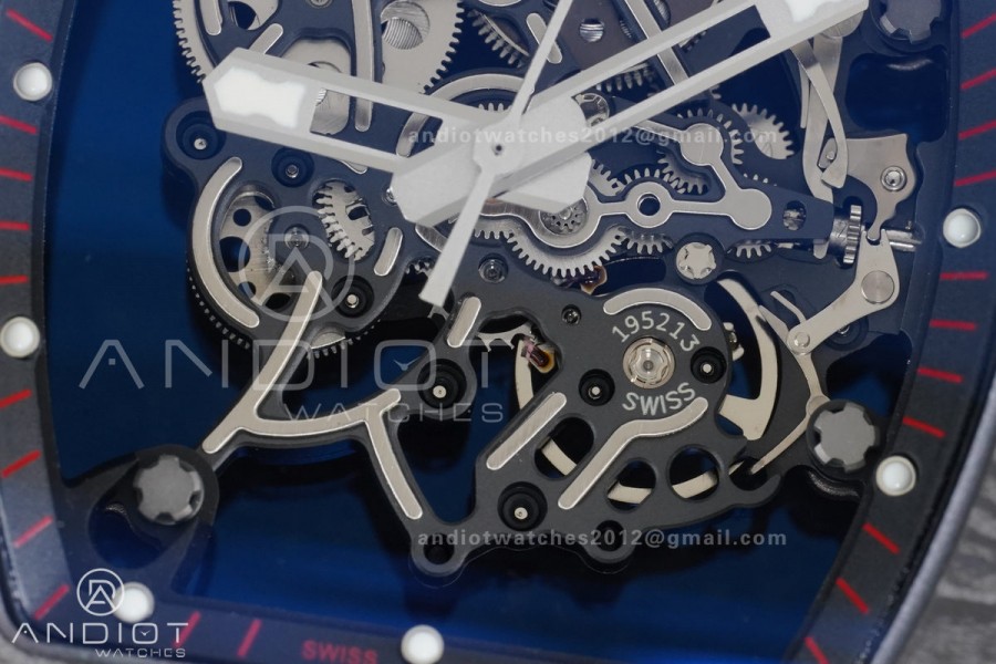 RM055 NTPT/Ti APSF 1:1 Best Edition Black Inner Bezel Red Crown On Red Rubber Strap RMUL2 Super Clone