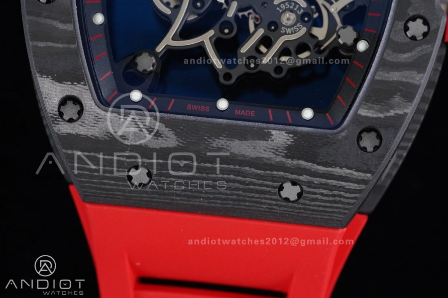 RM055 NTPT/Ti APSF 1:1 Best Edition Black Inner Bezel Red Crown On Red Rubber Strap RMUL2 Super Clone