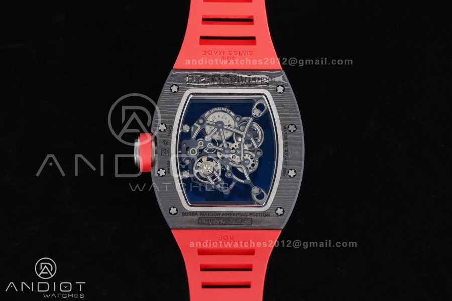 RM055 NTPT/Ti APSF 1:1 Best Edition Black Inner Bezel Red Crown On Red Rubber Strap RMUL2 Super Clone