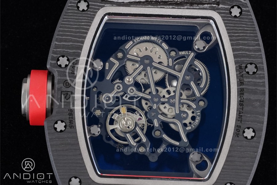 RM055 NTPT/Ti APSF 1:1 Best Edition Black Inner Bezel Red Crown On Red Rubber Strap RMUL2 Super Clone