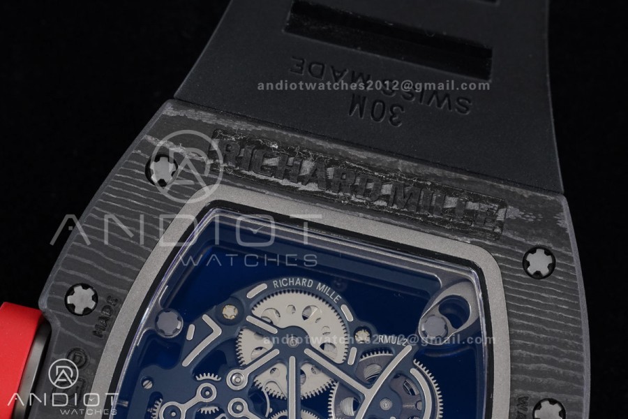 RM055 NTPT/Ti APSF 1:1 Best Edition Black Inner Bezel Red Crown on Black Rubber Strap RMUL2 Super Clone