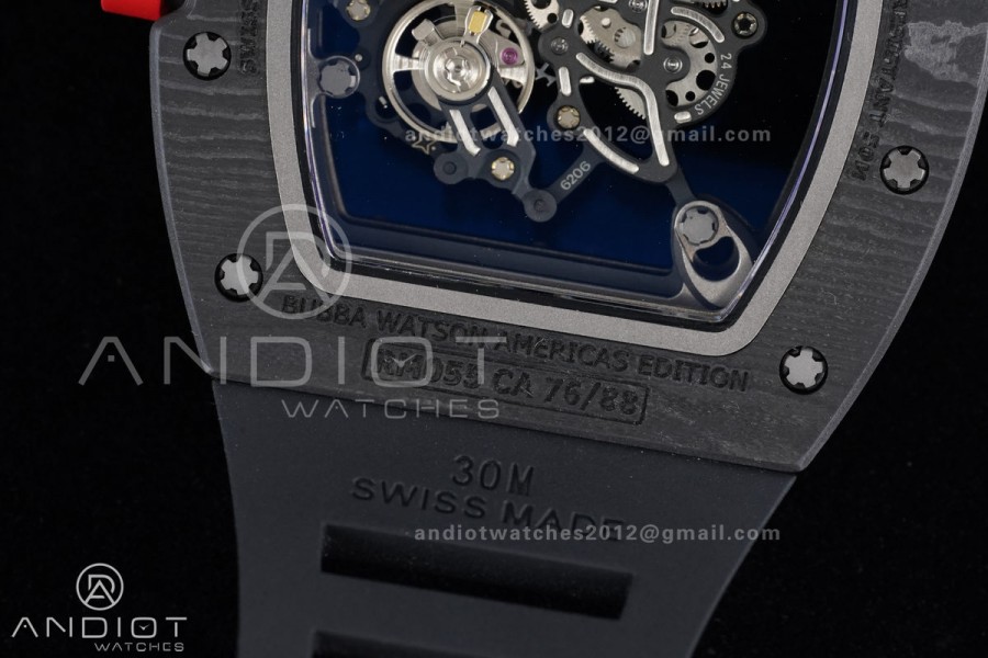 RM055 NTPT/Ti APSF 1:1 Best Edition Black Inner Bezel Red Crown on Black Rubber Strap RMUL2 Super Clone