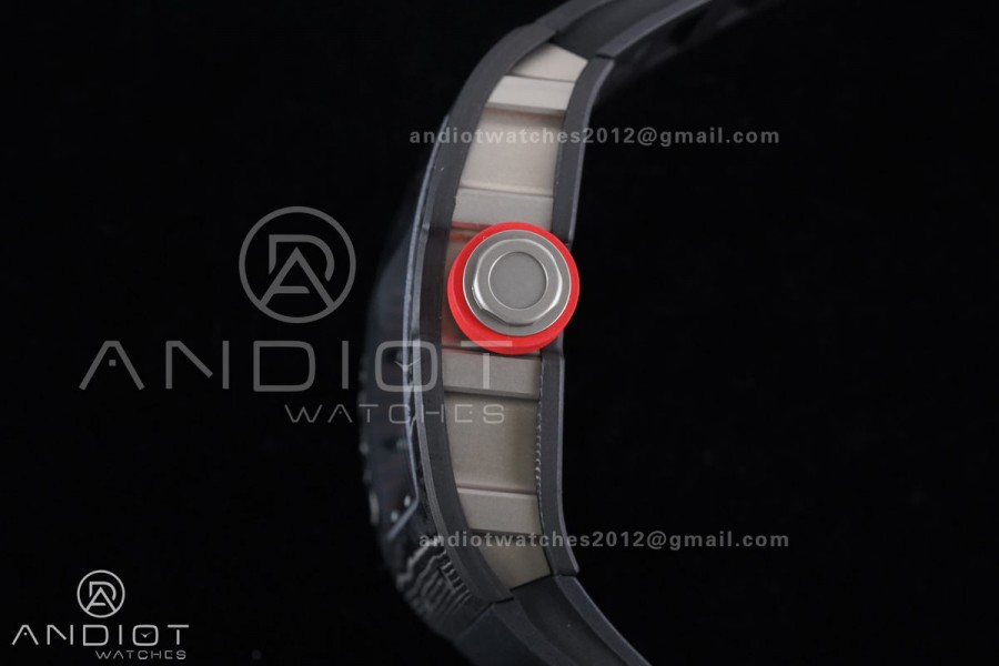 RM055 NTPT/Ti APSF 1:1 Best Edition Black Inner Bezel Red Crown on Black Rubber Strap RMUL2 Super Clone