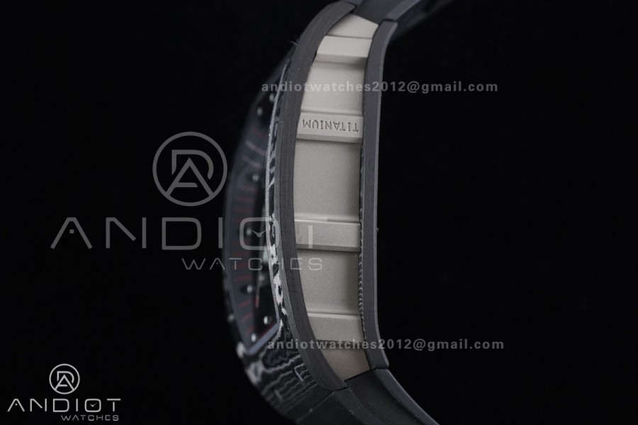 RM055 NTPT/Ti APSF 1:1 Best Edition Black Inner Bezel Red Crown on Black Rubber Strap RMUL2 Super Clone
