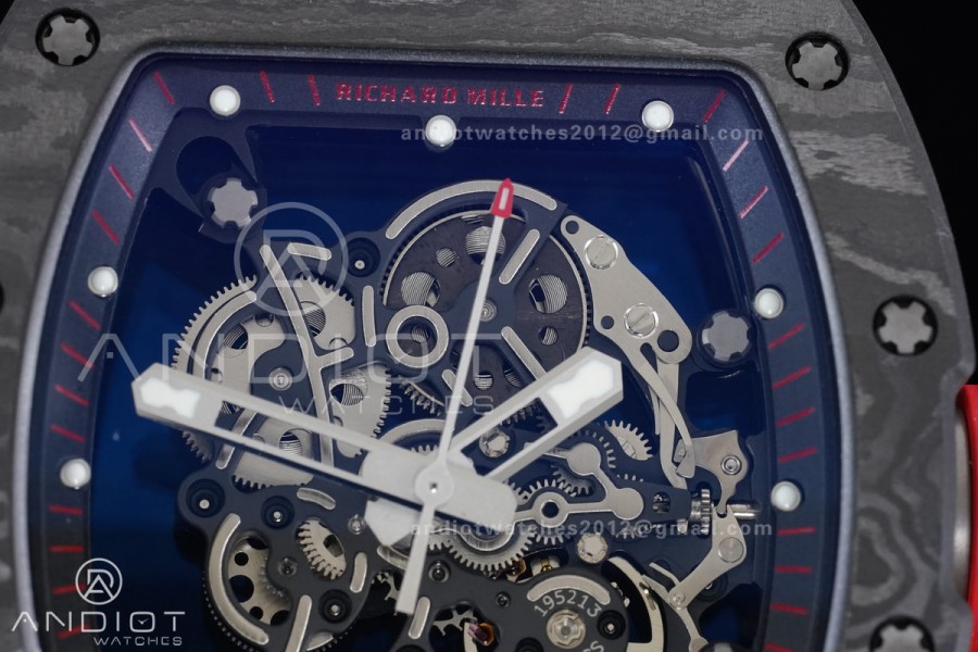 RM055 NTPT/Ti APSF 1:1 Best Edition Black Inner Bezel Red Crown on Black Rubber Strap RMUL2 Super Clone