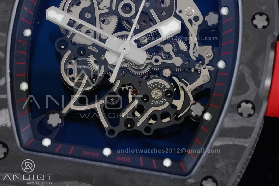 RM055 NTPT/Ti APSF 1:1 Best Edition Black Inner Bezel Red Crown on Black Rubber Strap RMUL2 Super Clone