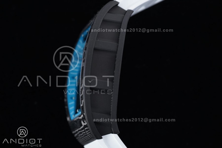 RM055 NTPT APSF 1:1 Best Edition Blue Inner Bezel Blue Crown On White Rubber Strap RMUL2 Super Clone