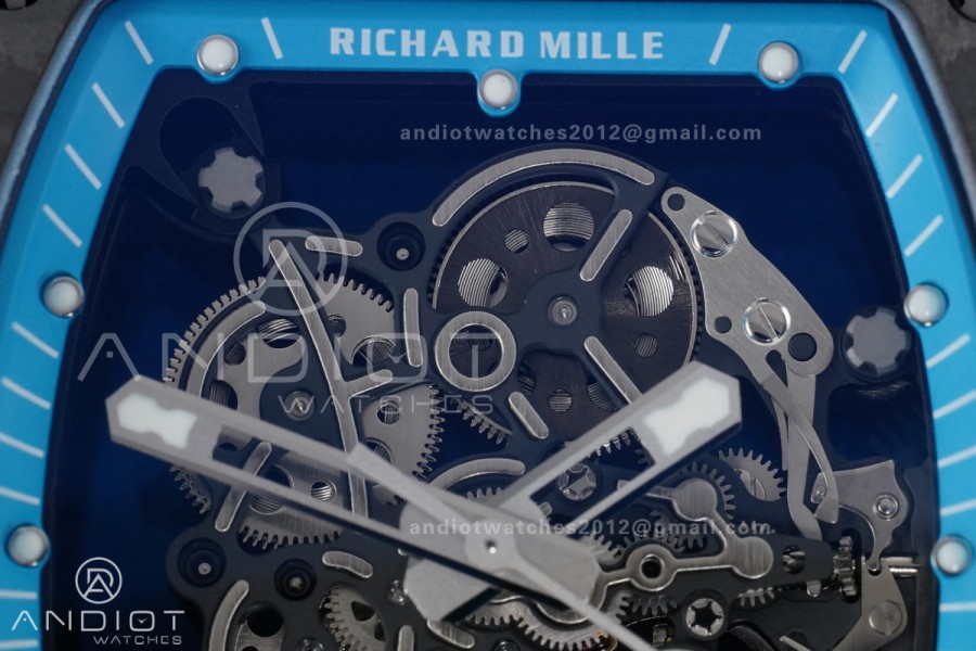 RM055 NTPT APSF 1:1 Best Edition Blue Inner Bezel Blue Crown On White Rubber Strap RMUL2 Super Clone