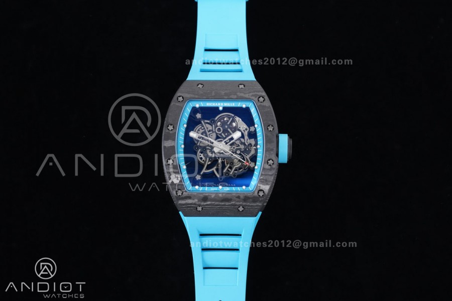 RM055 NTPT APSF 1:1 Best Edition Blue Inner Bezel Blue Crown On Blue Rubber Strap RMUL2 Super Clone