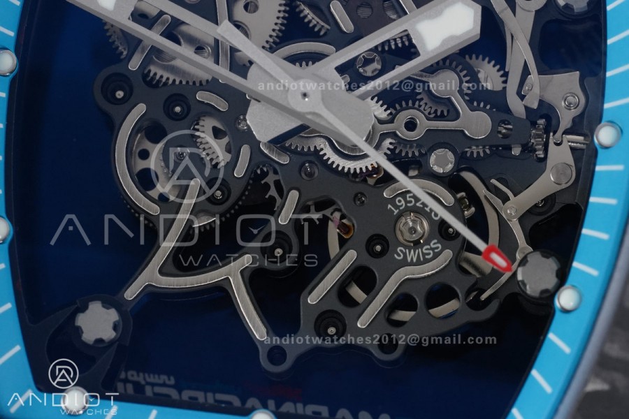 RM055 NTPT APSF 1:1 Best Edition Blue Inner Bezel Blue Crown On Blue Rubber Strap RMUL2 Super Clone
