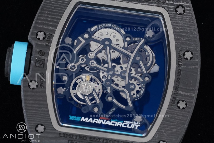 RM055 NTPT APSF 1:1 Best Edition Blue Inner Bezel Blue Crown On Blue Rubber Strap RMUL2 Super Clone